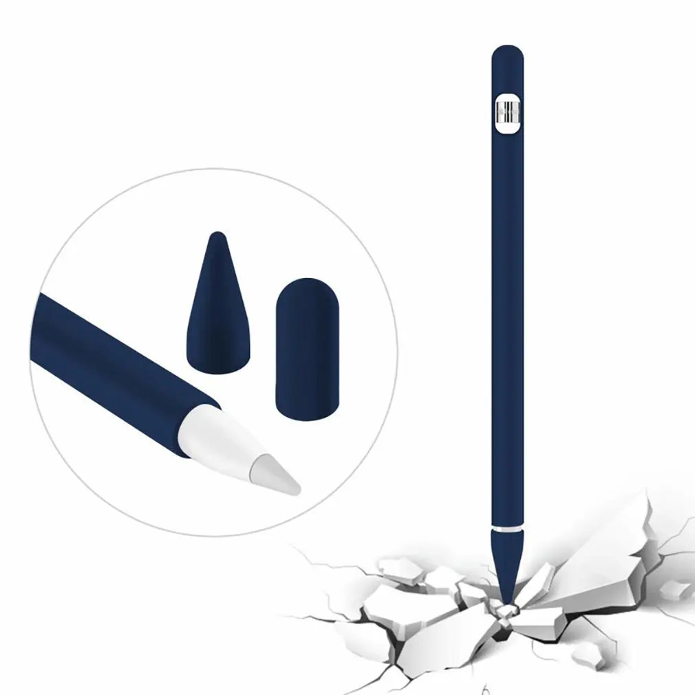 Цветной мягкий силиконовый совместимый для Apple Pencil чехол совместимый для iPad Tablet стилус защитный чехол - Цвета: navy