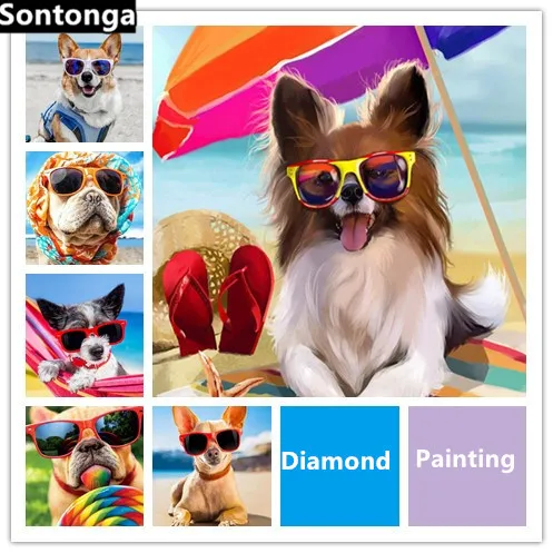Алмазная 5D картина сделай сам для пляжа праздника собаки полностью вышивка