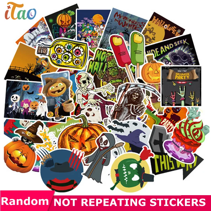 

10/20/30/40/50PCS Cartoon Hallowee Stickers Waterproof PVC Skateboard Laptop Luggage Guitar Stickers Vsco Girl Sticker Kids Toys