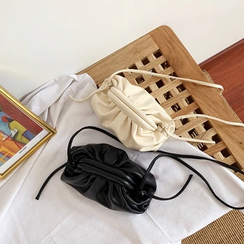 

Solid Color Elegant Crossbody Bags For Women Soft Leather Fold Small Clutch Bag Female Party Handbag Lady Shoulder Messenger Bag