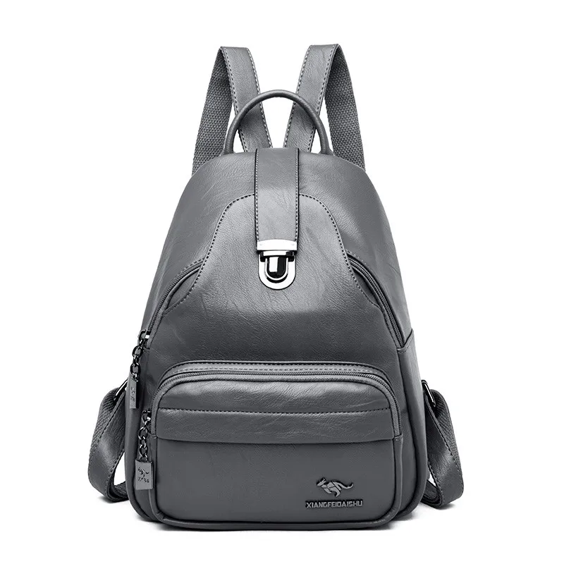Gray New Women sheepskin Backpacks School Bags For Girls Female Fashion Backpack Travel Shoulder Bags High Quality Mochilas Feminina - Цвет: Gray