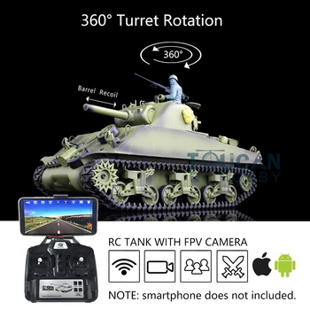 شراءHenglong 1/16 6.0 البلاستيك M4A3 شيرمان دبابة مع جهاز للتحكم عن بُعد 3898 360 درجة برج FPV برميل نكص TH17075-SMT2