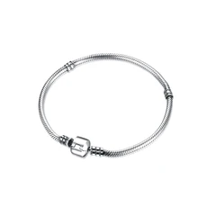 Классическая 925 пробы Серебряная цепочка-змейка, базовая цепочка, подходит для оригинальных европейских шармов, DIY браслет для женщин, модное ювелирное изделие 15-22 см