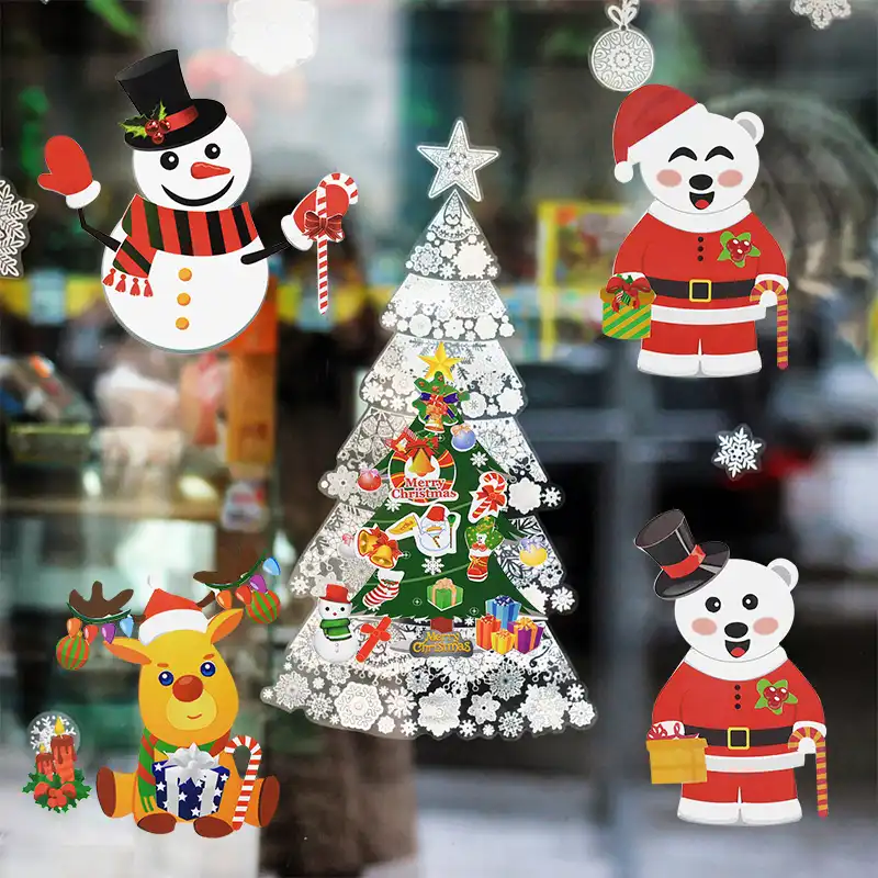 5シートメリークリスマスウォールステッカー新年ガラスウィンドウデコレーションステッカー雪だるまサンタクロースルームpvcステッカークリスマス装飾品 ウォール ステッカー Aliexpress