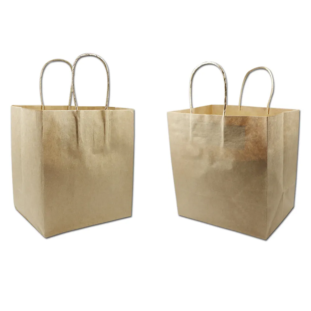 

150Pcs Wholesale Brown Kraft Paper Gift Bag With Handle Clothes Cosmetic Food Packaging Recyclable Shopping Bags 4 Sizes