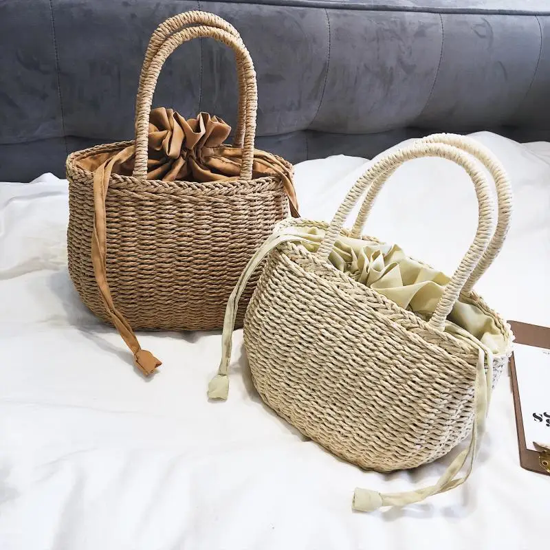 Straw Bags for Women Summer Rattan Bag Handmade Woven Beach Bag Bohemia Handbag Bolsos Fashion Rattan Basket Tote Purse