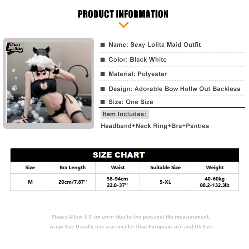 Women Lingerie Women Lingerie Set 4Pcs Japanese Women Cat Bra Set Lovely Cartoon Maid Underwear Set Hollow Cosplay Costume Cute Lolita Kawaii Outfit Sexy Lingerie