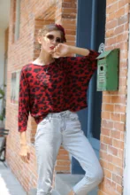 Leopard casual sweater female autumn 2020 winter knit animal print long loose sweater female