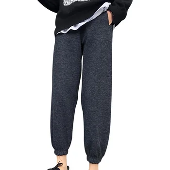 

2020 New Pants Women Comfy Harem Low Waist Elastic Solid Color Loose Straight Casual Long Pants