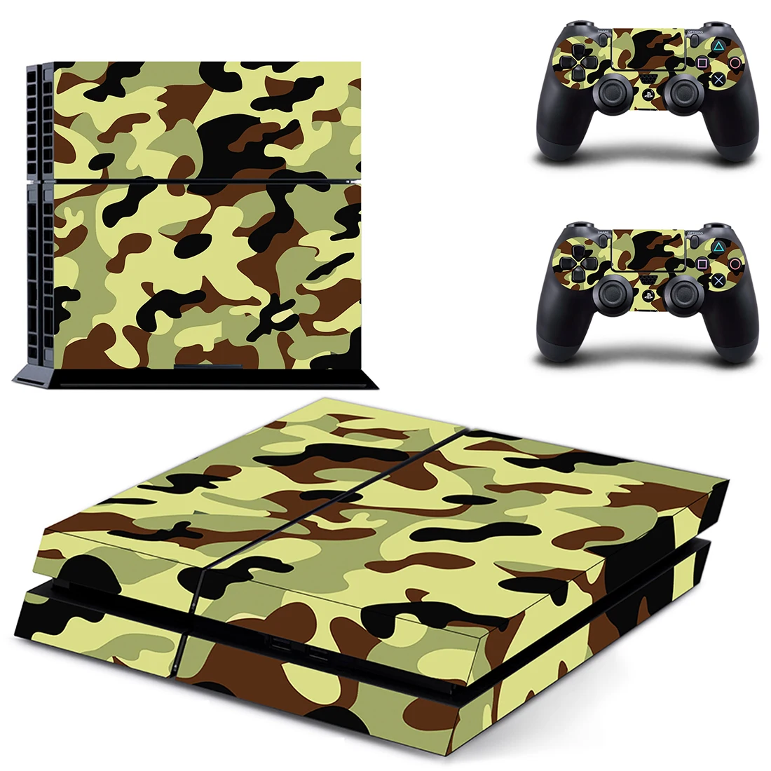 Зеленый камуфляж стиль наклейка кожи наклейка для PS4 Playstation 4 консоли защитная пленка+ 2 шт. контроллеры защитный чехол