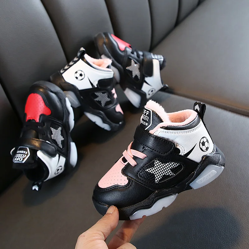 

Boys Shoes 2019 Fashion Winter Girls Sneakers Toddler Shoes Kids Plush Pu Sports Running Children Baby Shoe Girl Sneaker Boy