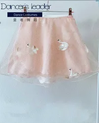 Ballet Skirt Sunset PINK SWAN Embroidery Bronzing Design Women's Dance Skirt Gymnastics Practice Skirt Adult Ballet Lyric Skirt