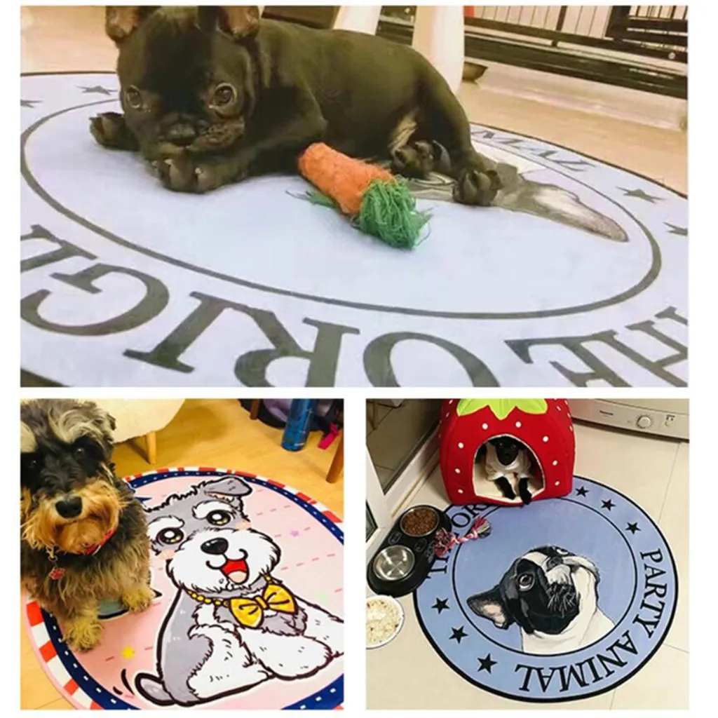 Pet Mat Printed Soft Fabric Round Floor Mat Carpet Room Area Bedroom Rug bedroom opensky Pets printed Rugs shopping