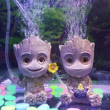 

Aquarium Tree Baby Air Bubble Lanscape Decoration Garden Home Flowerpot Decor Fish Tank Cartoon Figure Stone Acuario Ornament