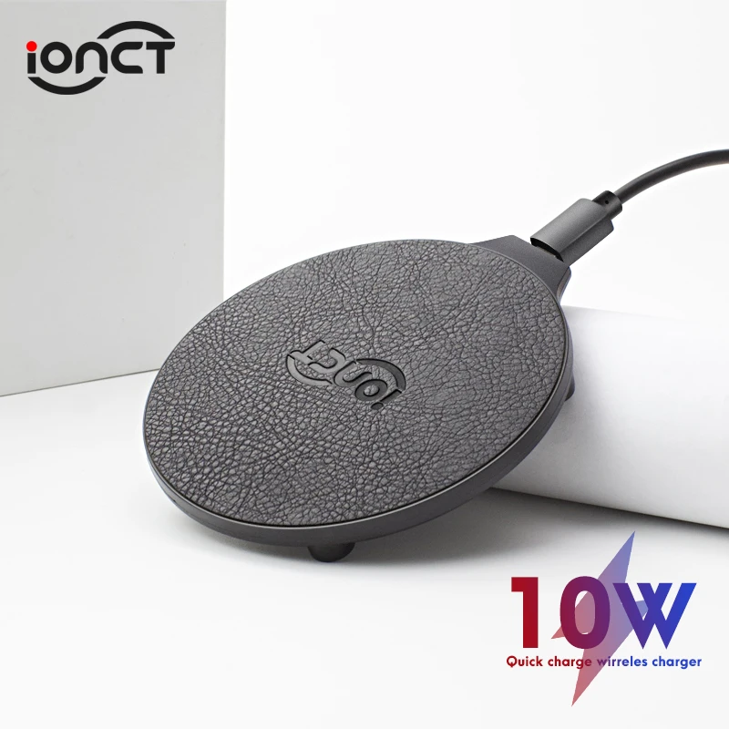 

iONCT 10W Fast Wireless Charger for iPhone 11 pro X XR XS wirless Charging for Samsung phone USB qi charger wireless leather pad