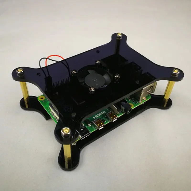 Прозрачный акриловый чехол с охлаждающим вентилятором для Raspberry Pi 4 Модель B/3B+/3B/2B