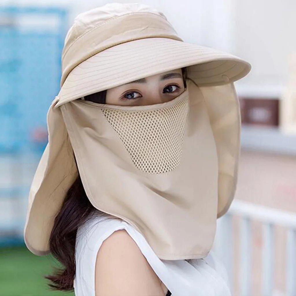 Женская шляпа, солнцезащитная Кепка, УФ-защита, солнцезащитный козырек, покрытие для лица, для улицы, двойной слой, для велоспорта, Пляжная Панама, Chapeu Feminino