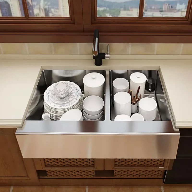 Xiaomi Mijia Youpin Kitchen Multi-function Combination Hand-made Sink 78L Stainless Steel Single Double Sink with Drain Basket