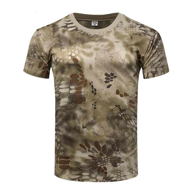 

Men's Camo Combat Tactical Shirt Short Sleeve Quick Dry T-Shirt Camouflage Outdoor Hunting Shirts Military Army T Shirt