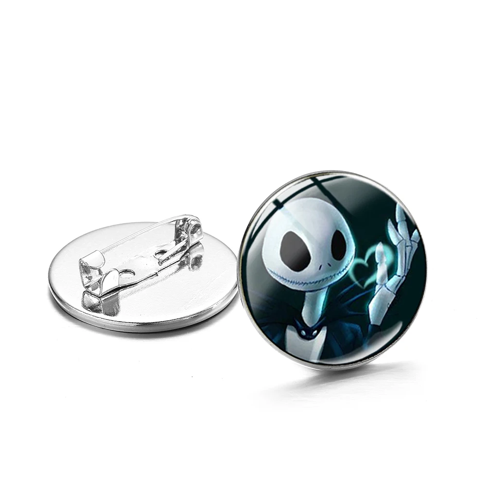 Style 6 SIAN Hot Jack Skellington брошь в стиле аниме булавки Кошмар перед Рождеством Серебряная бронзовая Салли Броши Стекло Круглый рюкзак значки - Окраска металла: Style 6