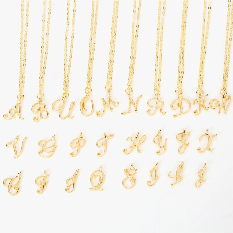 26 Letters Pendant Necklaces For Women Simple Fashion Tiny Dainty Heart Initial Necklace Name Jewerly Accessories Girl Gift