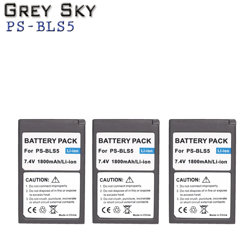 3 battery 1800 мА/ч, PS-BLS5 BLS-5 BLS5 BLS-50 BLS50 Батарея для Olympus PEN E-PL2, E-PL5, E-PL6, E-PL7, E-PM2, OM-D E-M10, E-M10 II, Stylus1 - Цвет: 3 battery