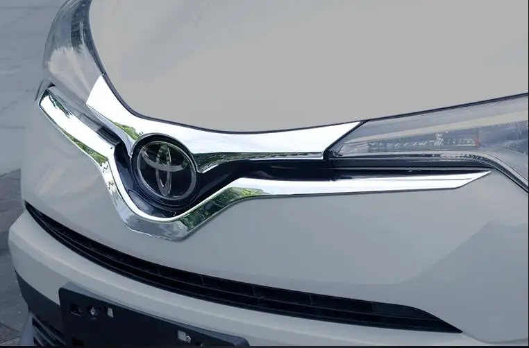 Применяется только для Toyota CHR Передняя Автомобильная полоса логотипа, 18 IZOA Внешняя рамка патчи ABS гальванизированная яркая полоса