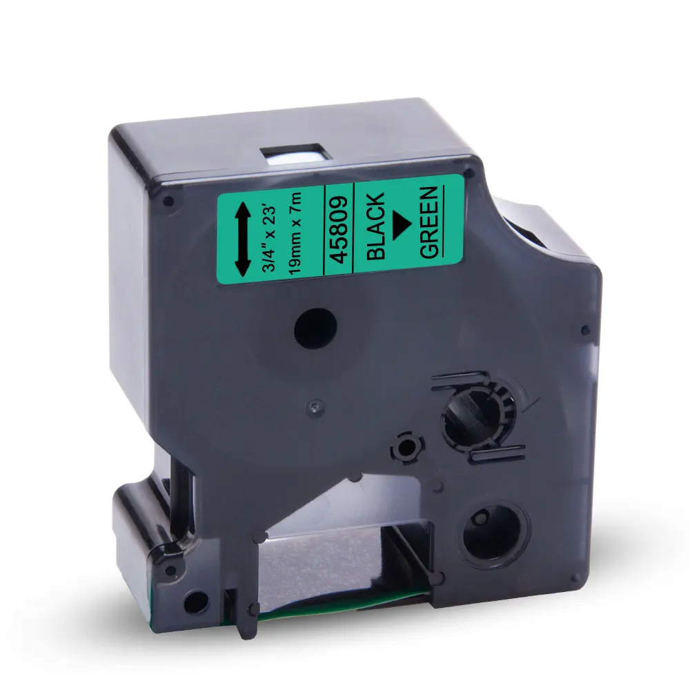 UniPlus 19 мм 45800 45803 45806 45807 45808 45809 Ленты Совместимость для Dymo D1 принтер этикеток черный на прозрачном белого и желтого цвета ленты - Цвет: Black on Green