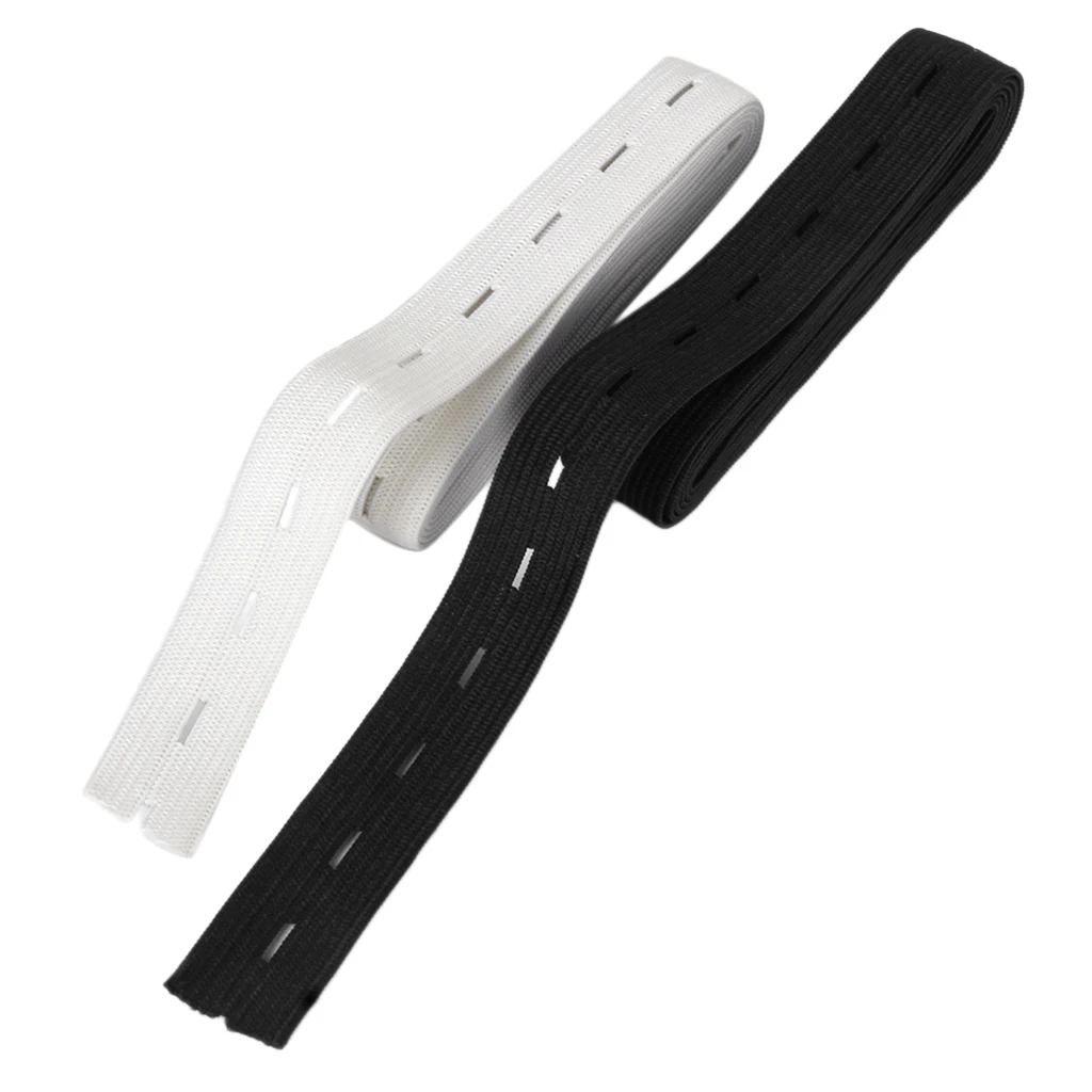  Sewing Button Hole Knit Elastic Band 1.5m 2cm Pack of 2 White and Black