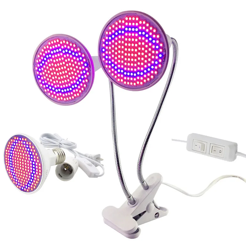 

200 LED Plant Flower Grow Light Dual Single Head Bulb Lamp Desk Clip Switch Holder Vegetable Indoor greenhouse hydroponics