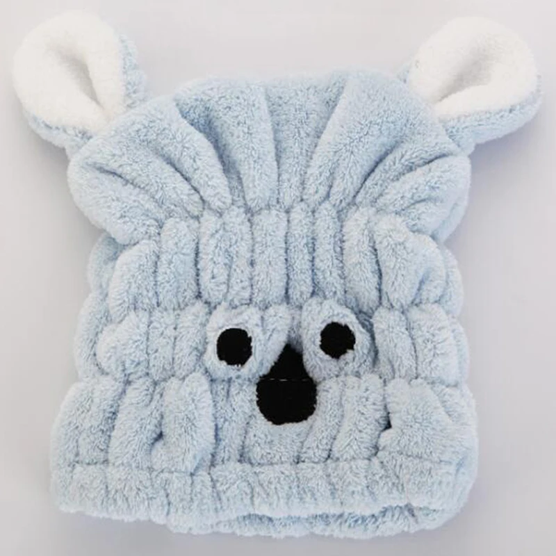 blue Cute Short Ear Rabbit Dry Hair Cap Shower Cap Bath Towel Strong Absorbing Drying Velvet Ultra-Soft Special Hair Dry Hat Towels - Цвет: blue