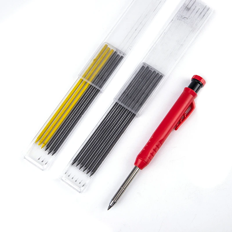 Solid Carpenter Pencil Set With 7 Refill Set Leads Built in Sharpener