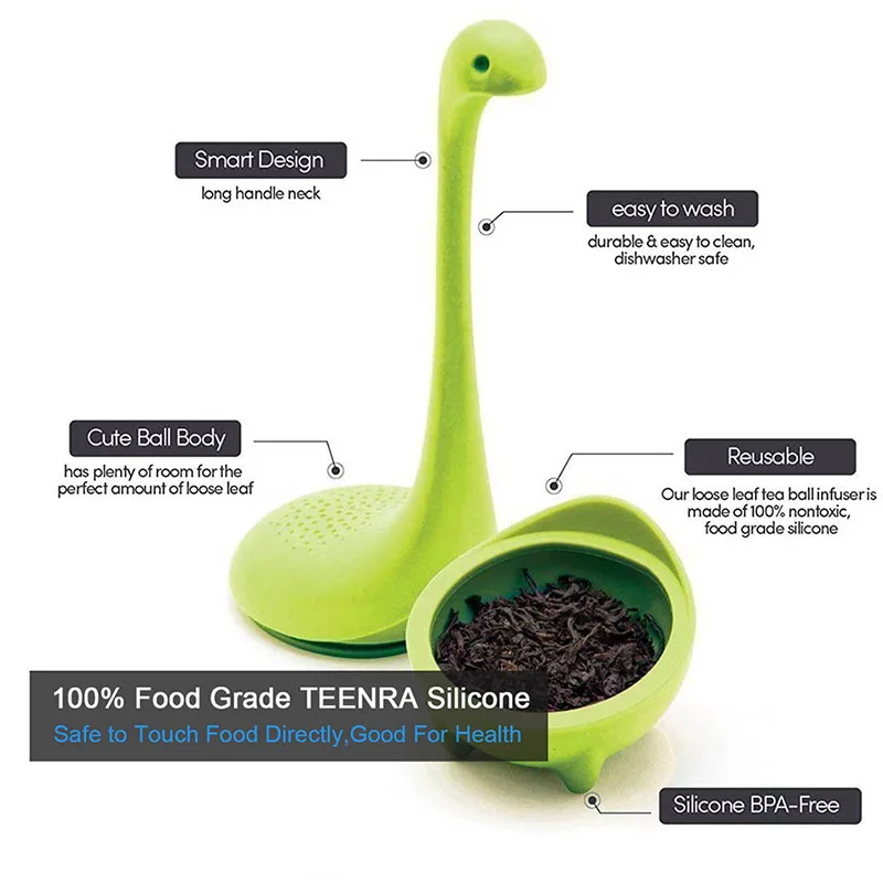 TEENRA Loch Ness Monster ситечко для заварки чая Силиконовый Фильтр для чая многоразовый чайник листовой диффузор аксессуары чайная посуда