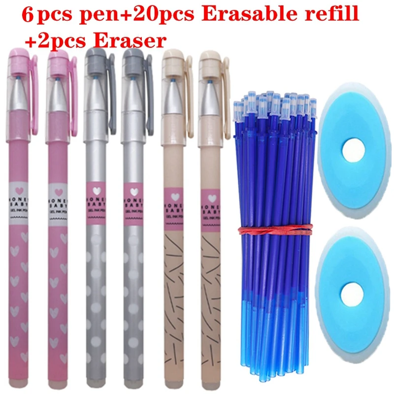 28pcs-set-blue ink-J 28 шт./лот набор стираемых ручек, моющиеся ручки, синие, черные чернила, гелевые ручки для письма, для школы, офиса, канцелярские принадлежности, запасные части для экзамена - Цвет: 28pcs-set-blue ink-J