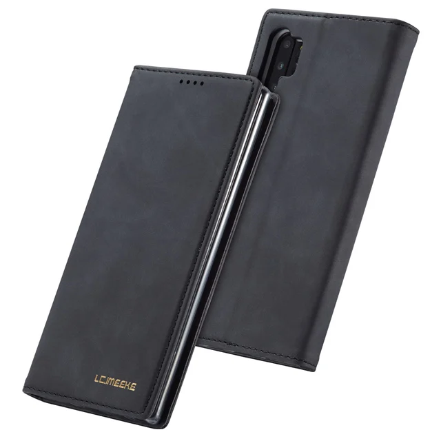 Роскошный кожаный чехол-книжка Note10plus, чехол-кошелек для samsung Galaxy S8, S9 Plus, S10, E, Note 9, 10+, 5G, подставка для карт, чехол для телефона - Цвет: Black