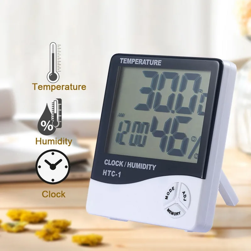 

Electronic LCD Screen Digital Thermometer Hygrometer Indoor Temperature Humidity Meter With Alarm Clock Function -1