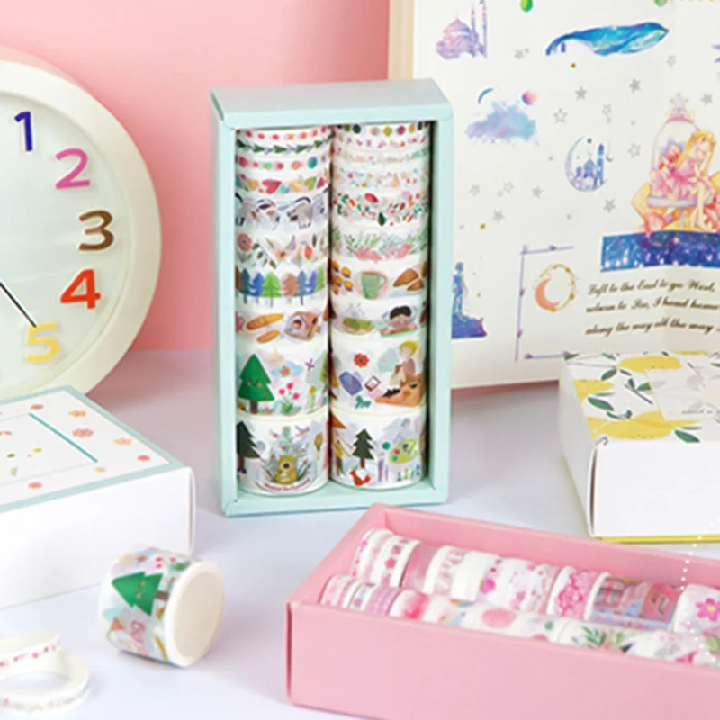 20 Pcs/box Beautiful Color Journal Washi Tape Adhesive DIY Scrapbooking Sticker Label Masking Tapes School Supplies Stationery