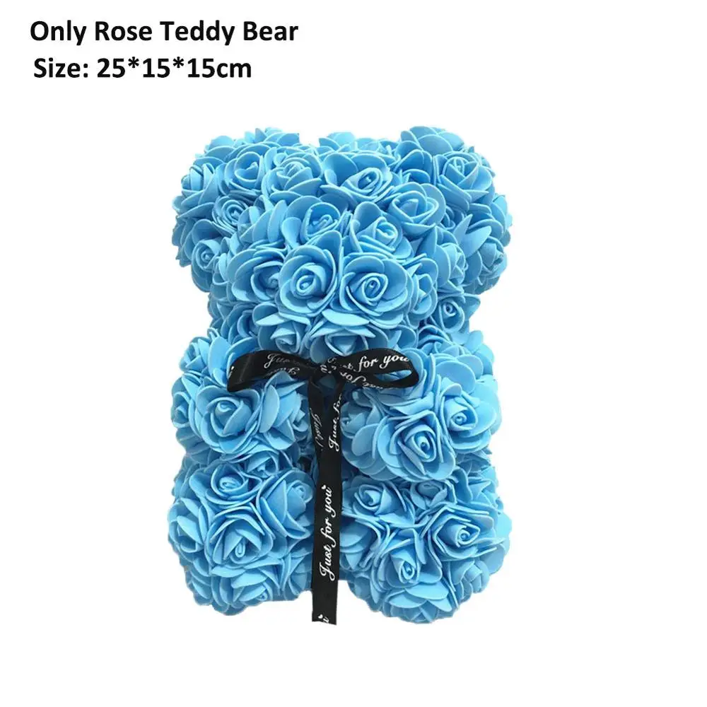 Подарки на день Святого Валентина, большое ожерельес 25 см красная роза Teddy Bear пены розы искусственные украшения с 3 м Светодиодные лампы Подарочная коробка подарок на день Святого Валентина - Цвет: Шоколад