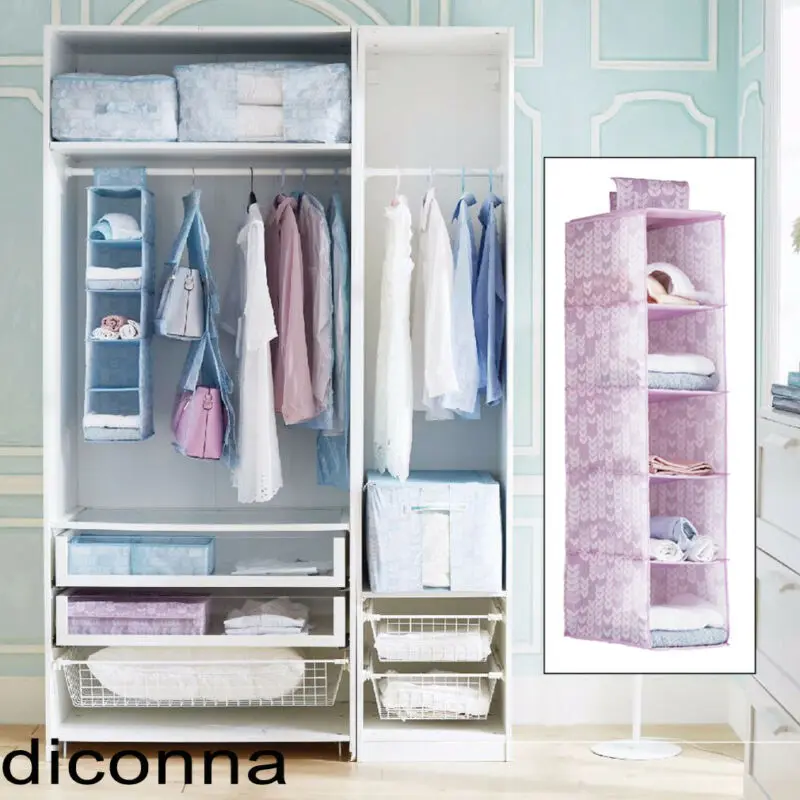 

Oxford Five-layer Hanging Organizers Bag Interlayer Drawer Type Wardrobe Clothes Storage Classification Bags 2019 New