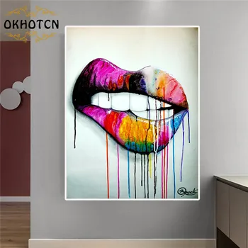 

Dropshipping Printed Picture Canvas Painting Abstract Colorful Sexy Lip Wall Art Poster for Living Room Modern Home Decor 1Piece