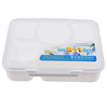 

Hinmay Bento Box, Plastic 5 Compartments Lunch Box, , Safe for Microwave with Yogurt Suop Pot and Spoon
