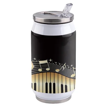

Creative Coffee Mug Piano Keys Note Music Yellow Gradient Cup Thermal Straw Cup Double Stainless Steel Coke Cup Lid Water Bottle