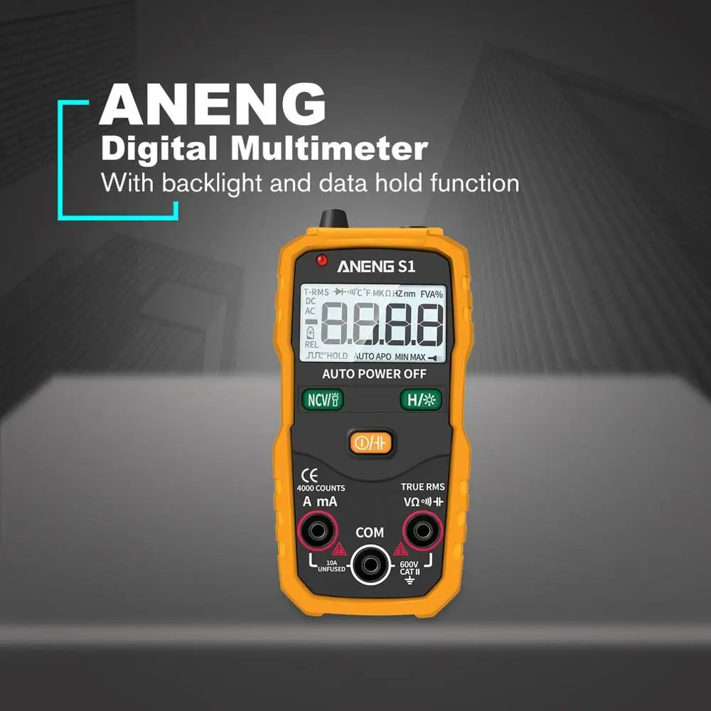 ANENG S1 ЖК-цифровой мультиметр Мини DC/AC напряжение измеритель тока ручной диодный бесконтактный Тестер Напряжения фонарик мультитестер