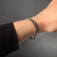 Панк-рок, хип-хоп мужской Титановый стальной браслет, Куба, тормозная цепь, пряжка с омаром, мужской ювелирный браслет