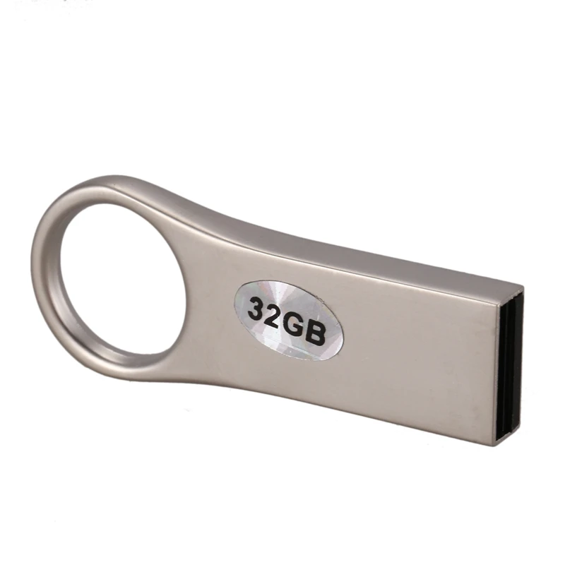 Цепочка Кольцо 32GB USB 2,0 новинка смарт Водонепроницаемый флэш-накопитель брелок для ношения на большом пальце серебристо-серый