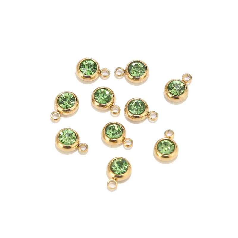 Gold Color 1 50 шт., нержавеющая сталь, золото, 6 мм, камень рождения, шарм, Подвески для DIY, ожерелье, браслет, ювелирное изделие, фурнитура - Окраска металла: Gold Color 1