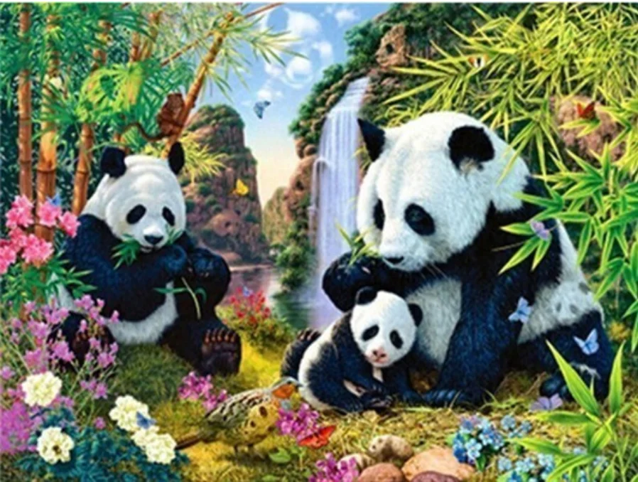 Алмазная живопись полная круглая Алмазная вышивка животные Китайская панда 5D DIY подарок стразы украшение дома