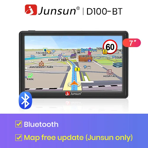 with Bluetooth Junsun 7 дюймов HD gps-навигации автомобильный FM 8 ГБ / 800 мГц карта бесплатное обновление россия навител системный блок навигатор автомобильный - Размер экрана, дюймов: with Bluetooth