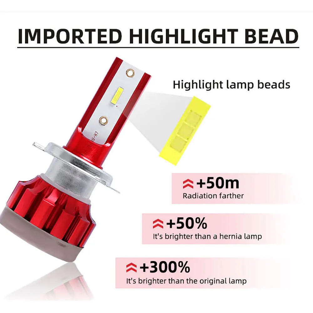 Mini LED H1 H3 H4 H7 H11 9005 9006 1860 CSP Chip Bulb Canbus Car Headlight 72W 10000LM 6000K 9V Led Fog Lamp 16V automotivo