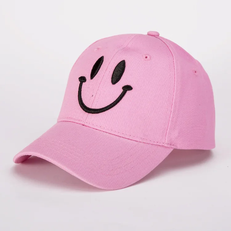 Korean version of fashion cotton baseball cap lady casual smiling face solid color hat spring and summer outdoor sunshade |